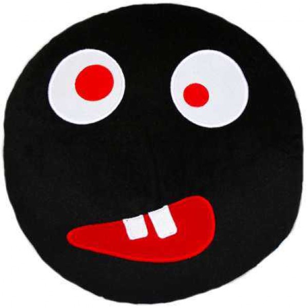 Soft Smiley Emoticon Black Round Cushion Pillow Stuffed Plush Toy Doll (Crazy Eyes)